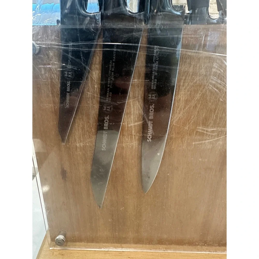 Schmidt Brothers Black Titanium German Steel Knife Set Block 10pc